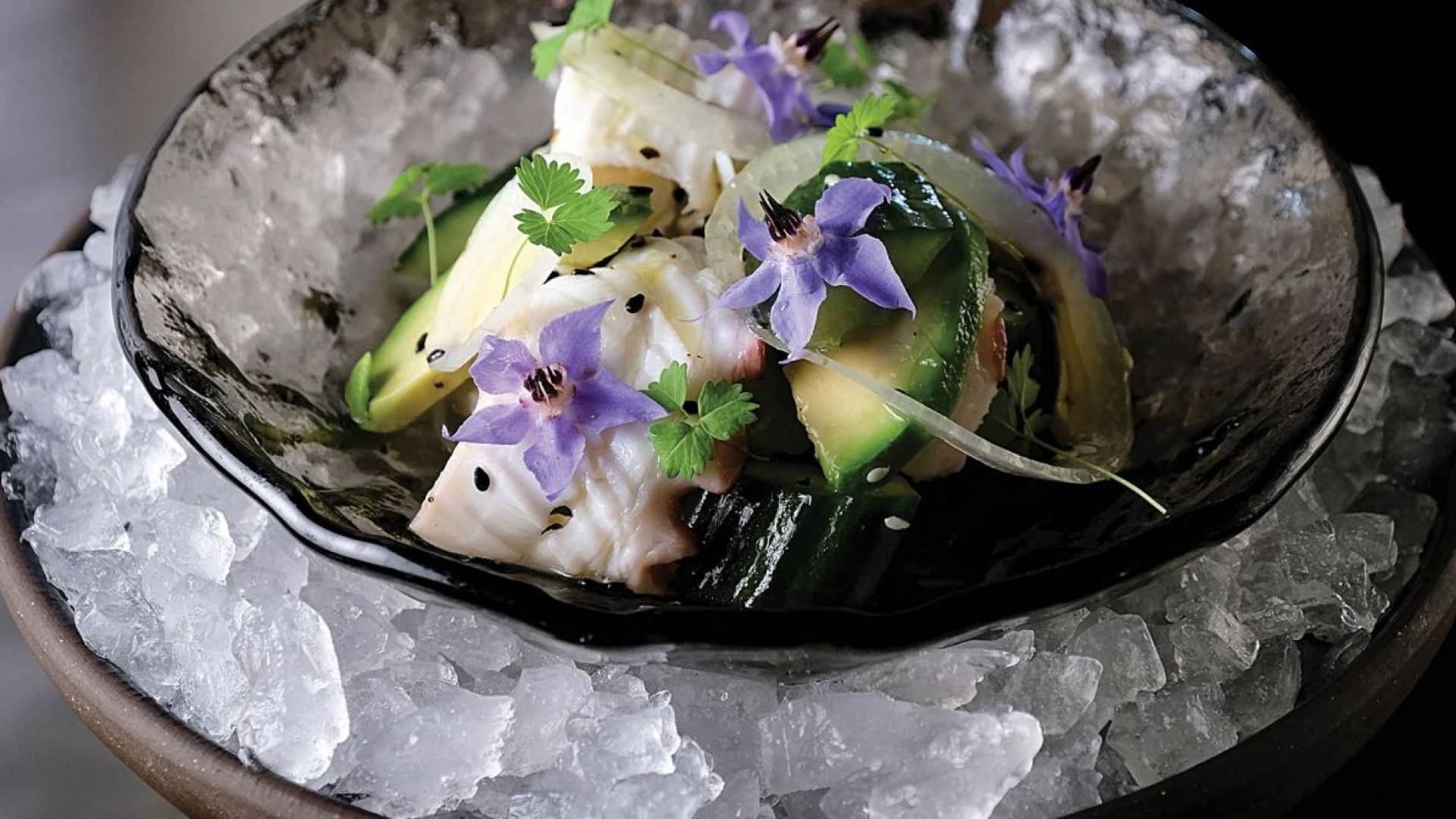 salad over a bowl of ice