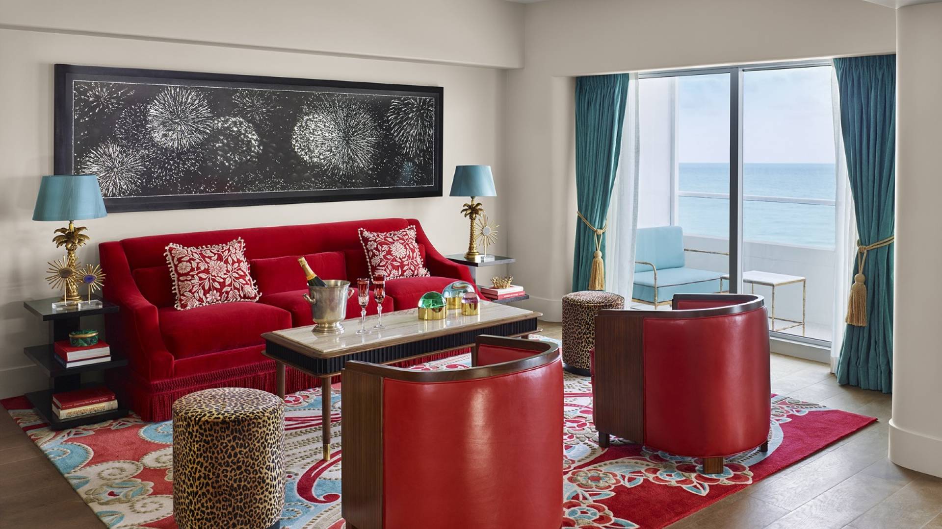 oceanfront hotel room living area