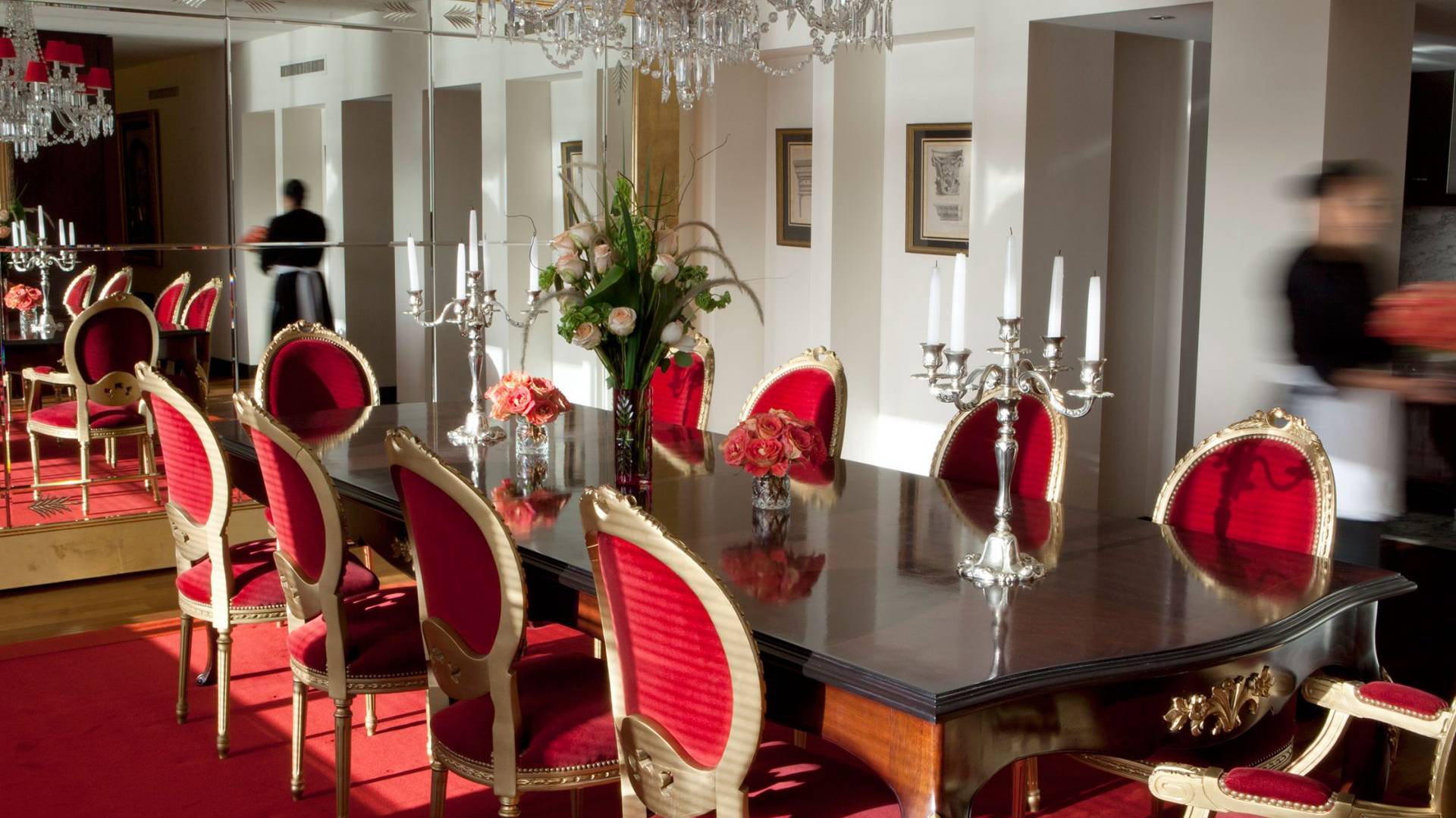 large dining table in hotel suite