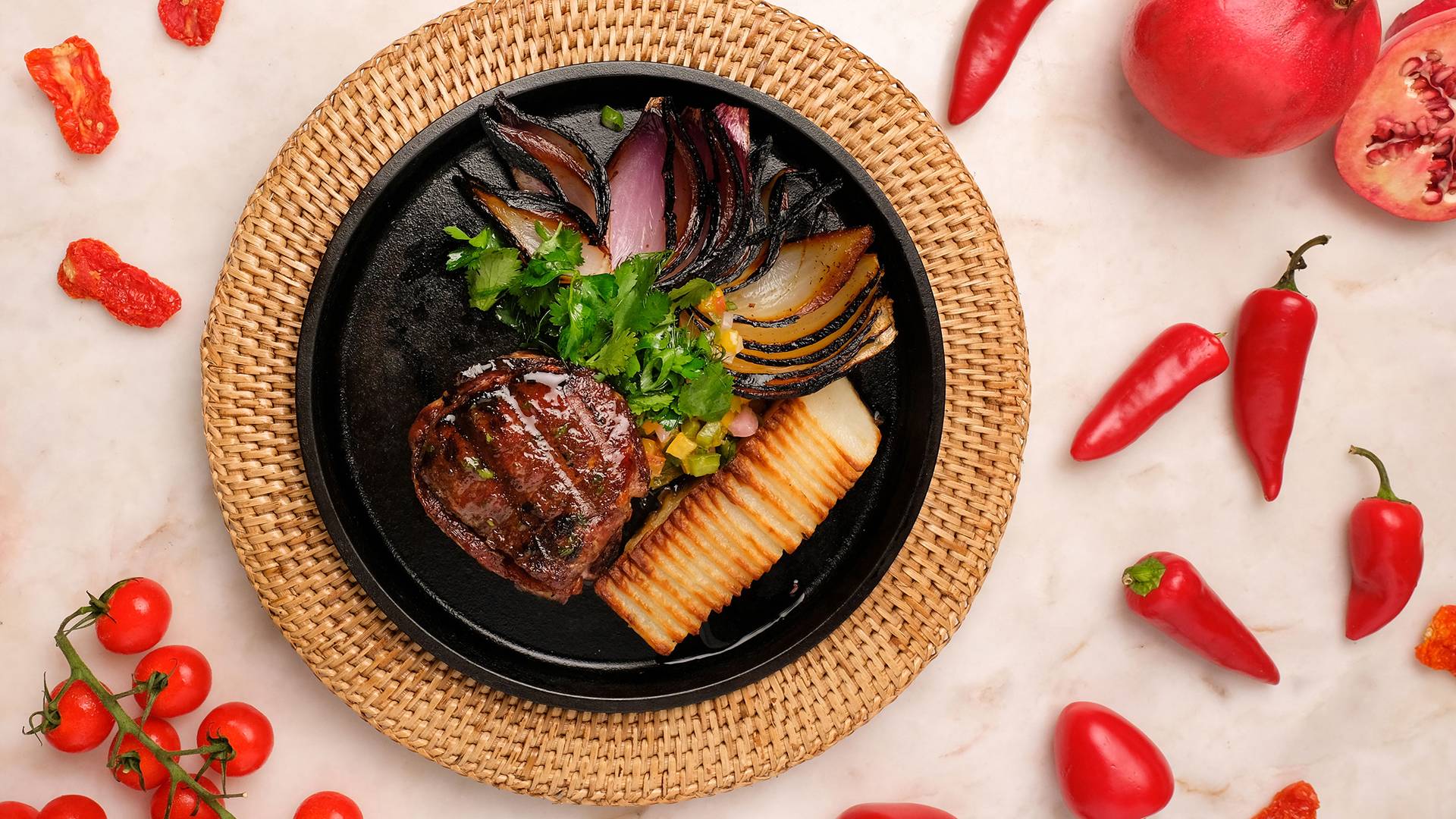Meat onions potatoes