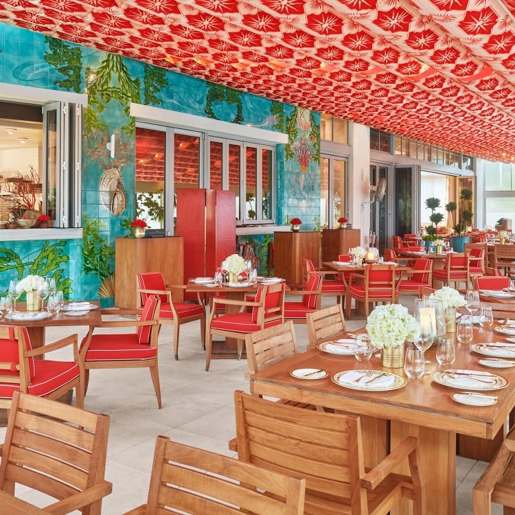 Outdoor dining area at Los Fuegos