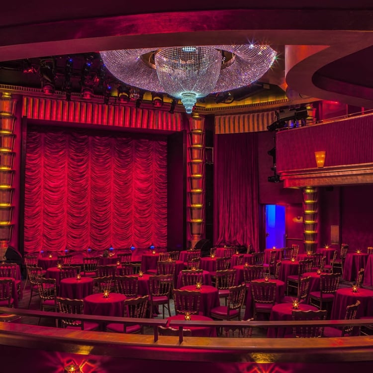 Sitting area at Faena Theater with Red decor