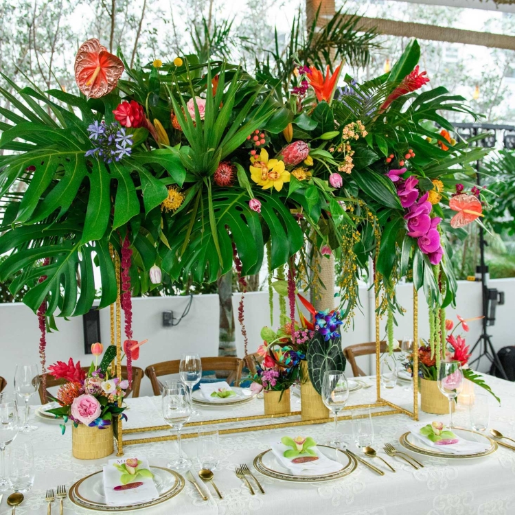 Colourful floral arrangement center pieces