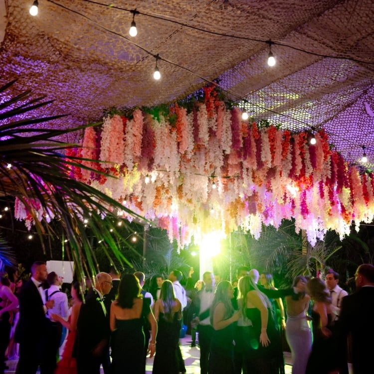 People socializing on the dance floor 