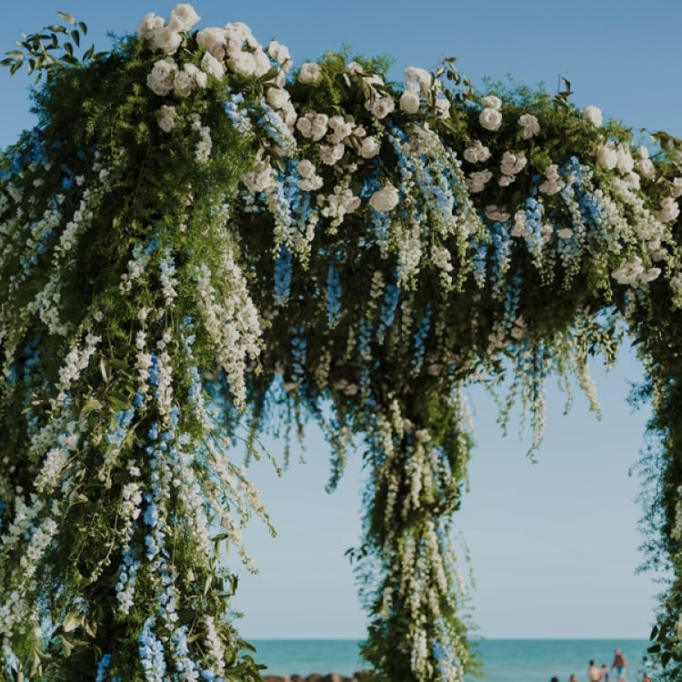 close up of wedding arch