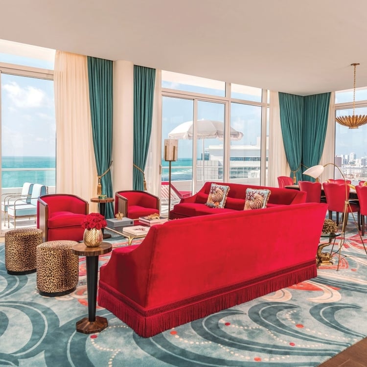 living room in hotel suite