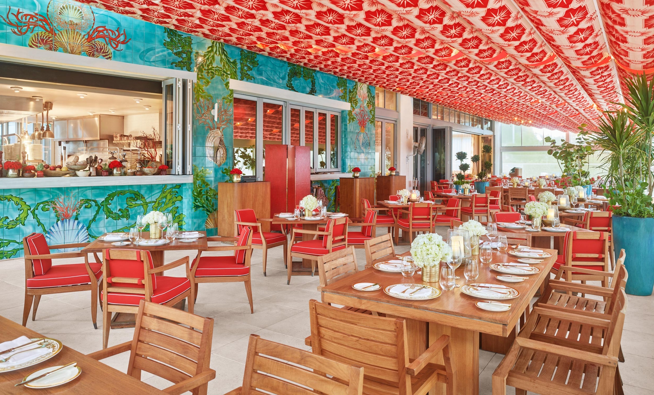 Outdoor dining area at Los Fuegos