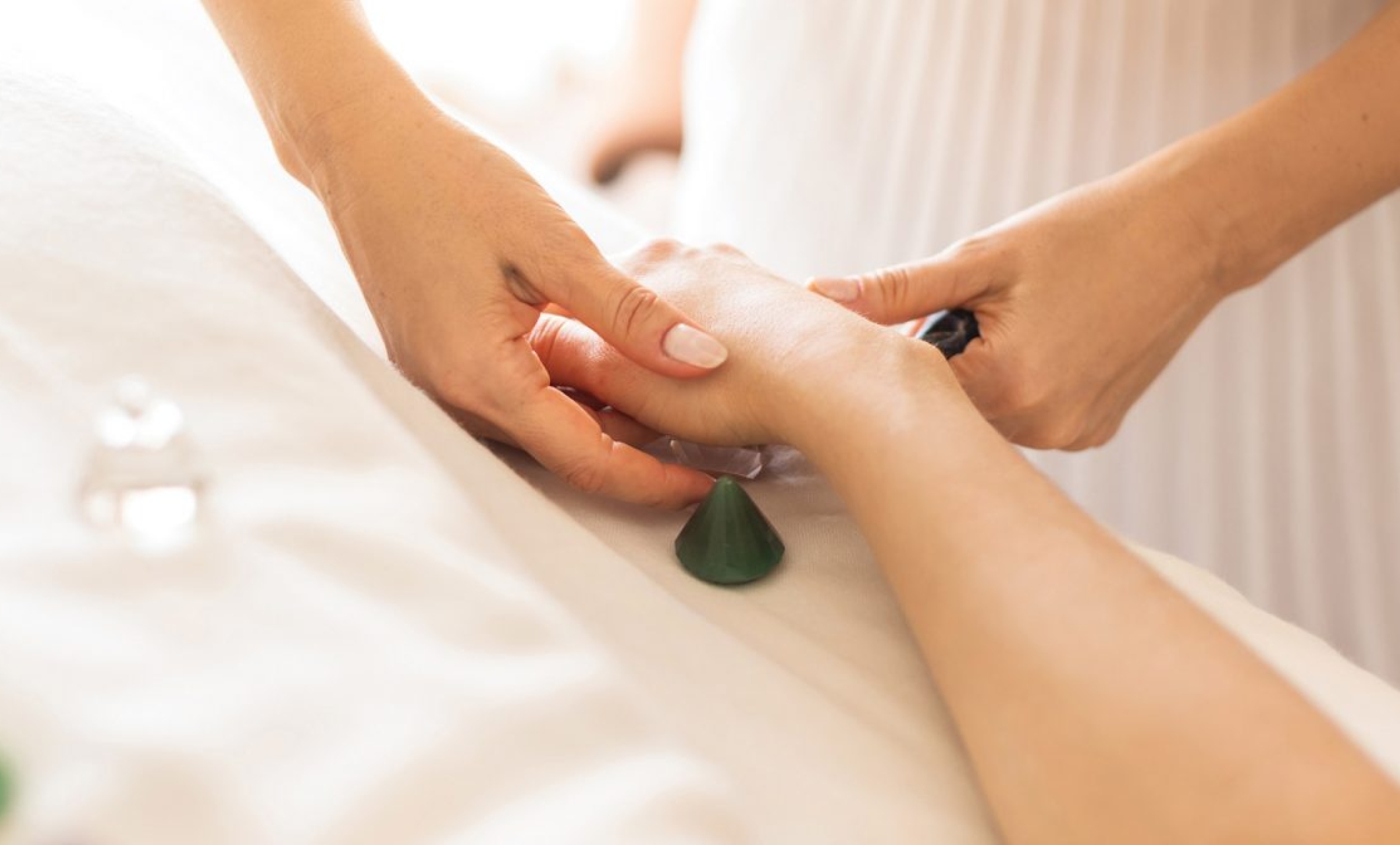 Woman getting hand massage