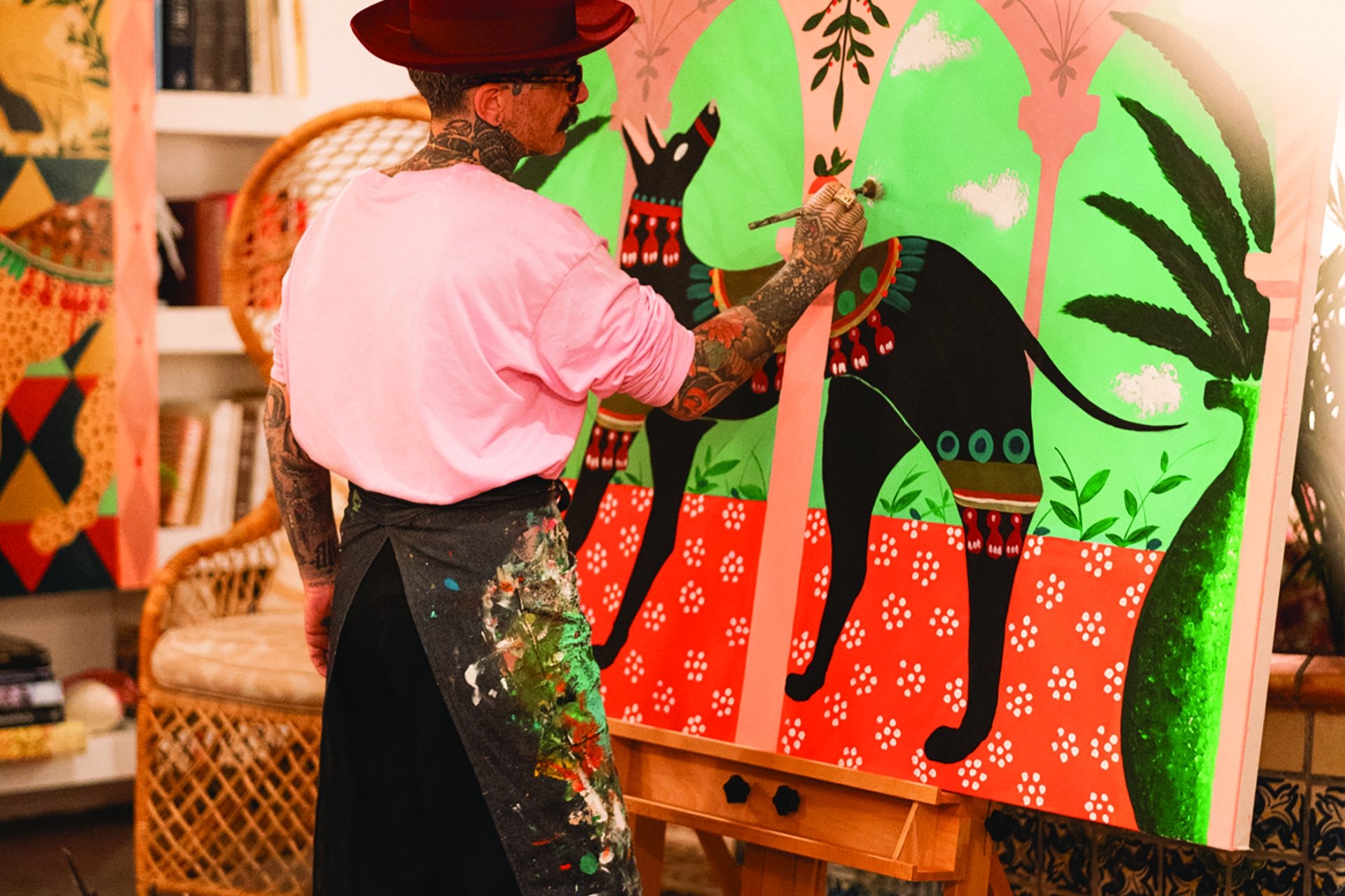 Alessandro Florio painting at Casa Faena