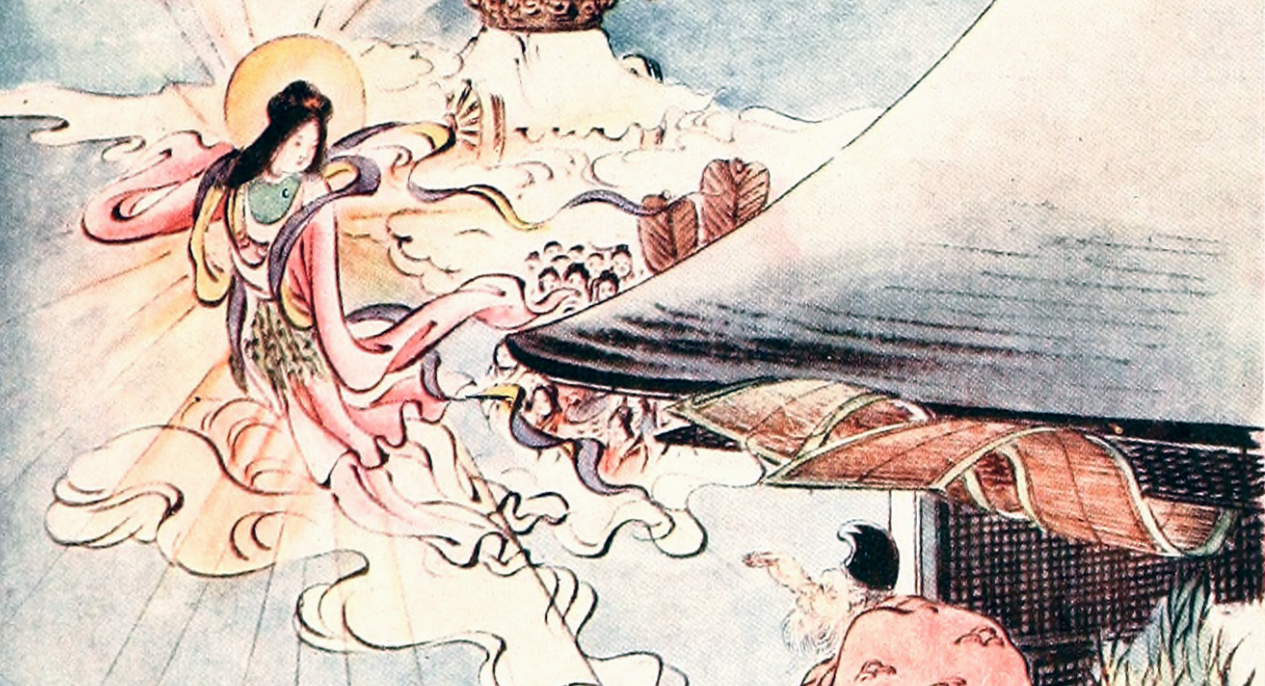 A painting of a Japanese angel