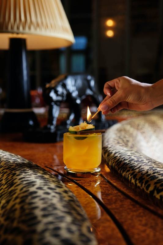 cocktail with a flame