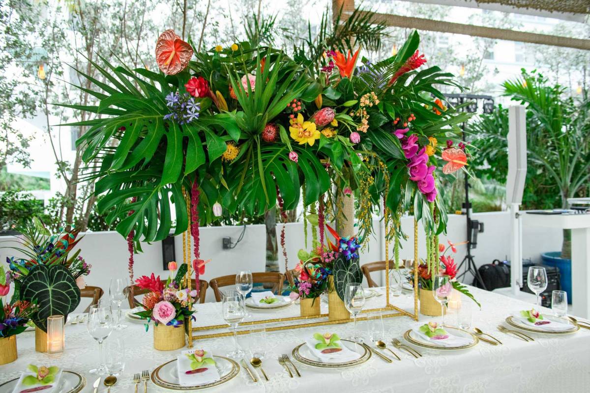 Colourful floral arrangement center pieces