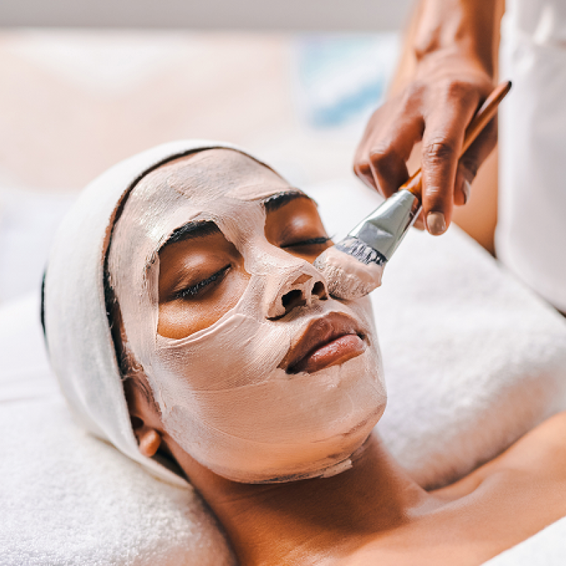 Woman getting a face mask