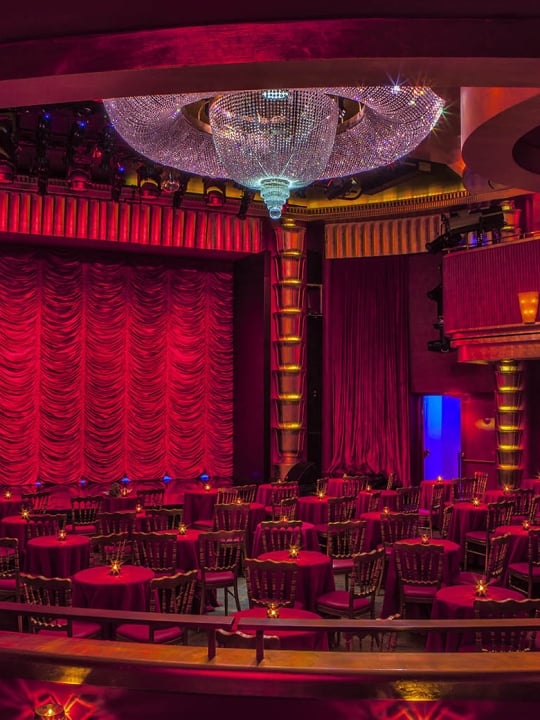 Sitting area at Faena Theater with Red decor