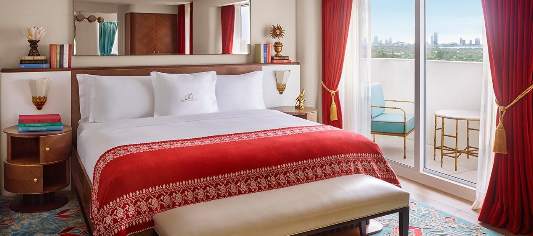 bedroom in hotel with balcony