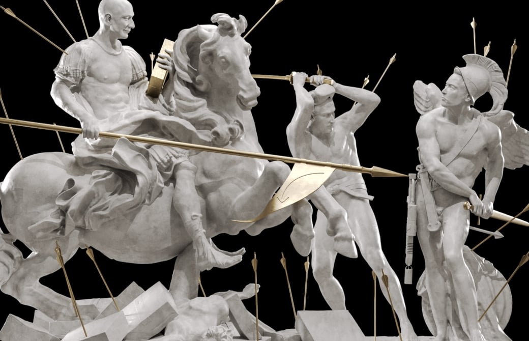 Sculpture of fighting