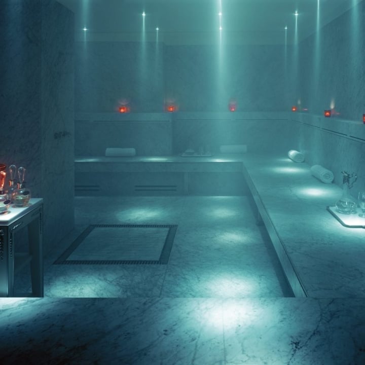 hammam spa sauna with candles lit