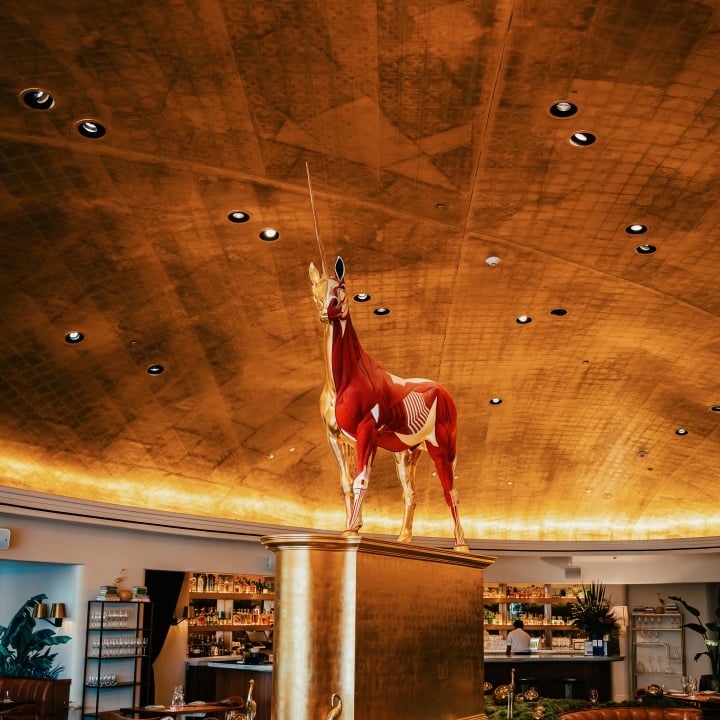 Pao Unicorn sculpture in the dining area