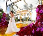 Bride in front of Golden Mammoth