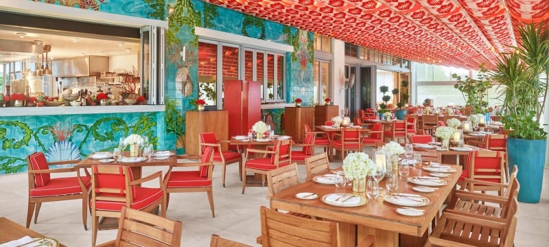 Outdoor dining area at Los Fuegos