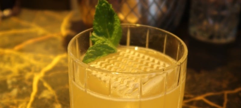 Cocktail with mint and ice
