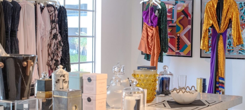 clothing racks at bazaar retail space