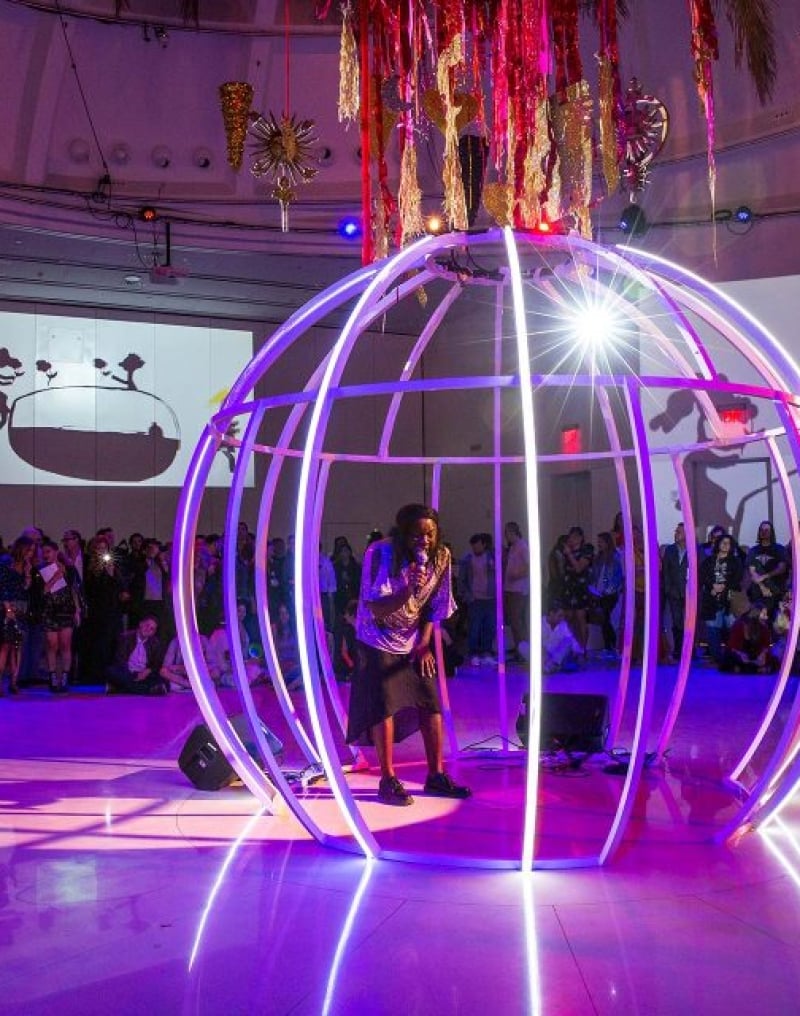 Kalup performs in white sphere