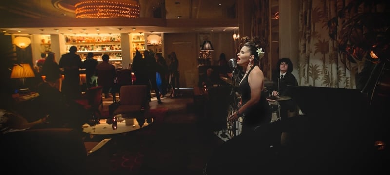 woman singer on stage in a lounge