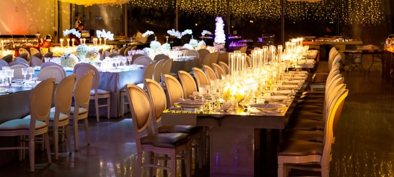long dining table set for wedding reception