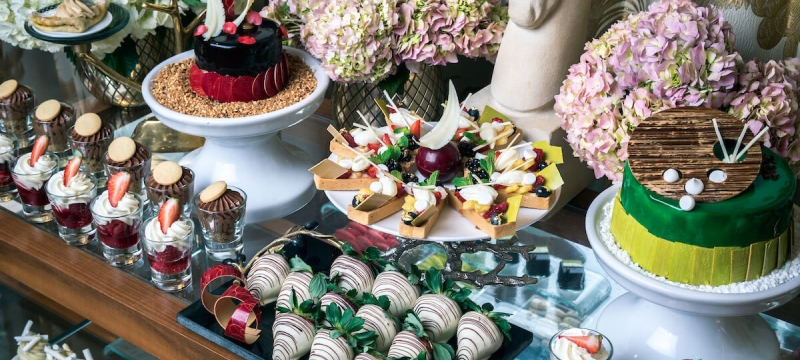 display of various desserts