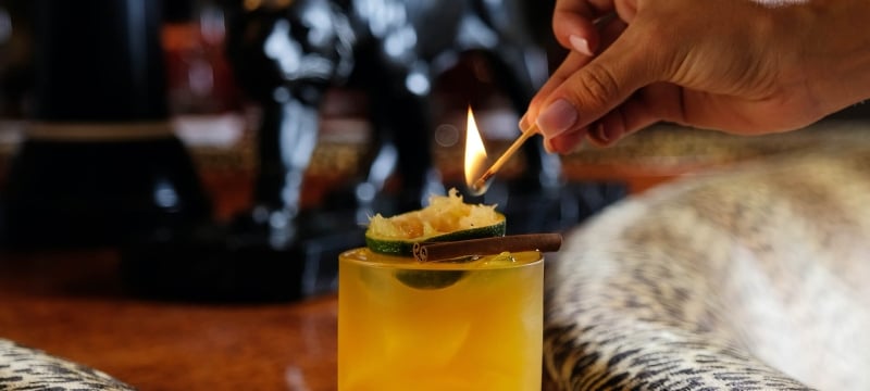 cocktail with a flame