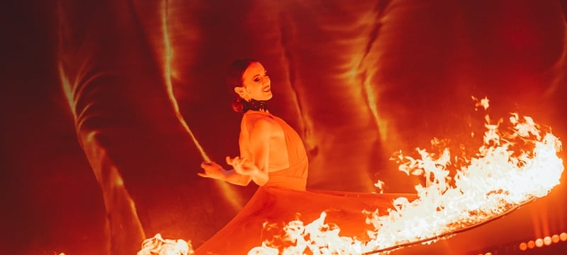 woman dancing in a ring of fire