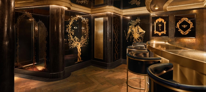 Black and gold bar area
