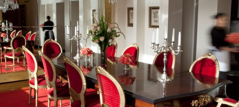 large dining table in hotel suite