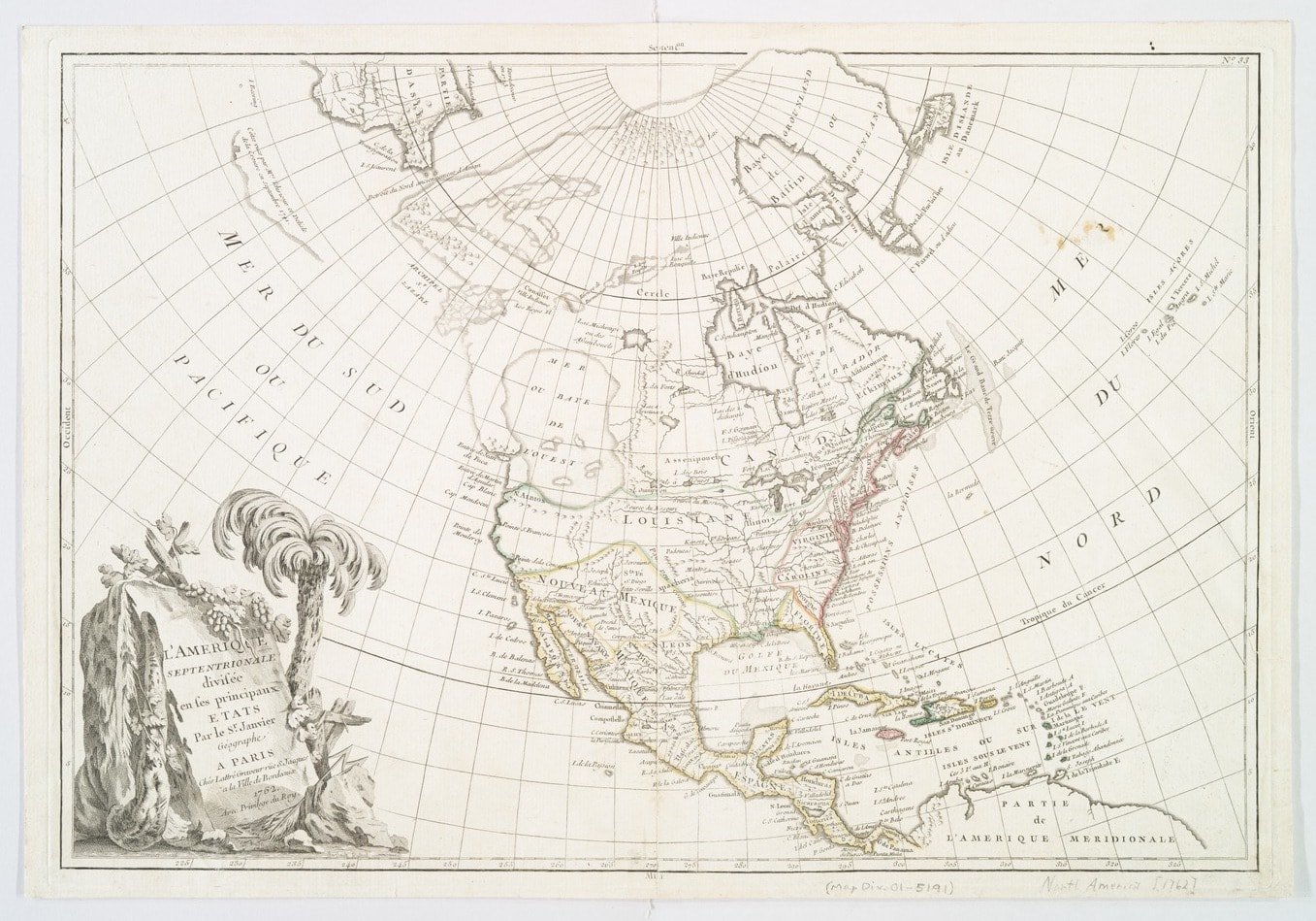 1762 map of the Americas